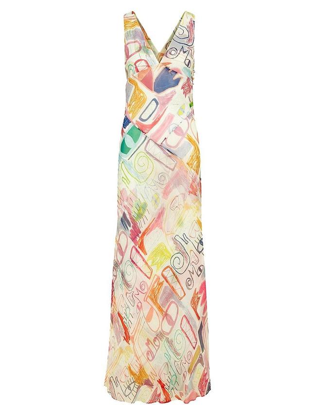 Womens Melanie Silk Gown - Abstract Courage - Size 0 Product Image