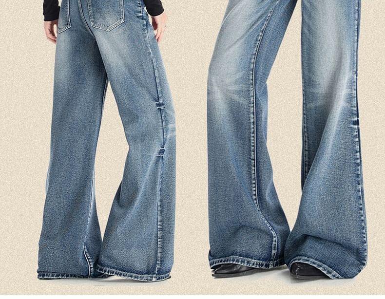 High Rise Washed Flared Jeans (Various Designs) Product Image