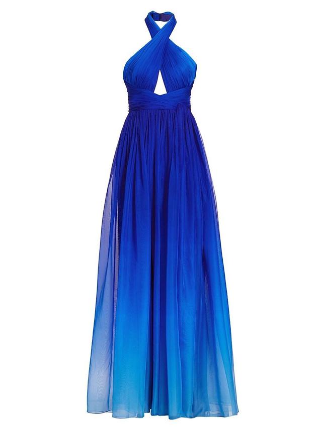 Womens Ombre Chiffon Halter Gown Product Image