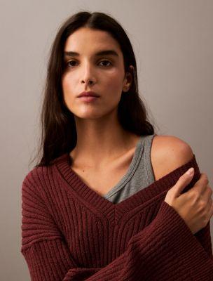 Boucle Relaxed V-Neck Sweater Product Image