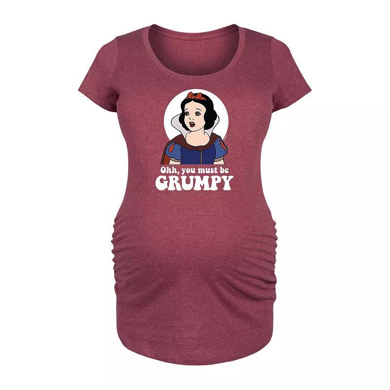 Disney Princess Snow White Maternity You Must Be Grumpy Graphic Tee, Womens Grey Dark Red Product Image