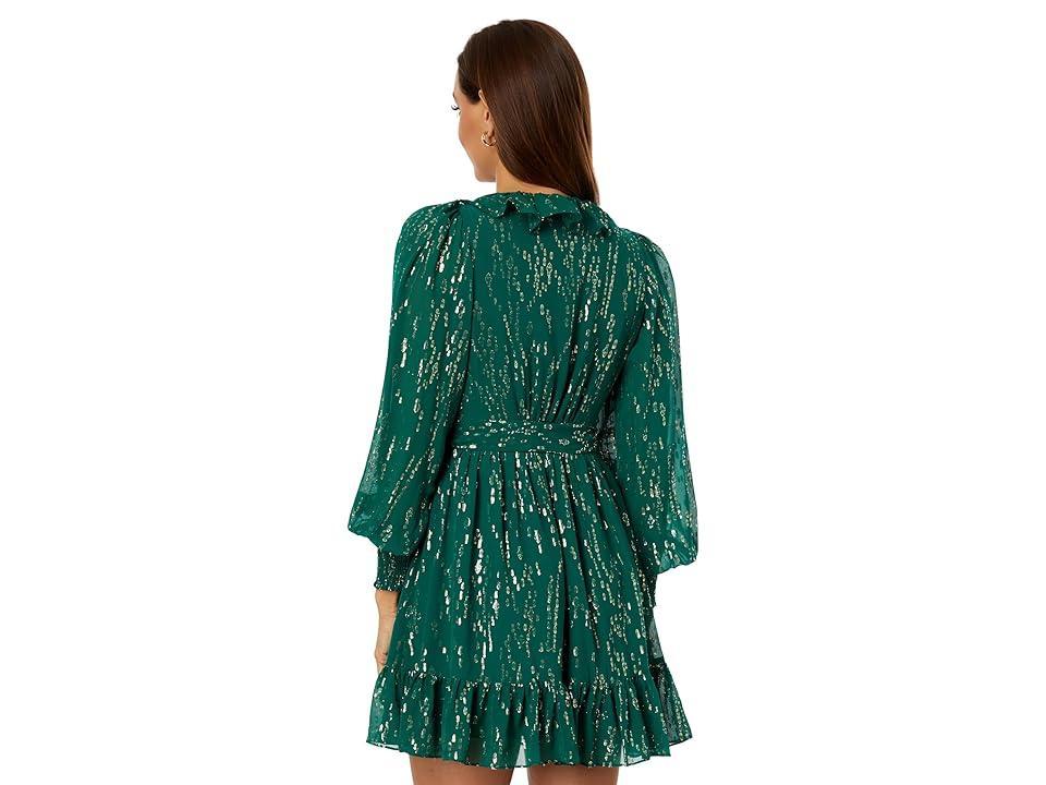 Lilly Pulitzer Birdy Long Sleeve Silk Wr (Evergreen Fish Clip Chiffon) Women's Dress Product Image