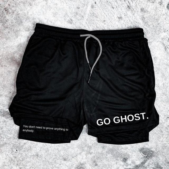 Vintage Go Ghost Print Performance Double Layer Quick Dry Shorts Product Image