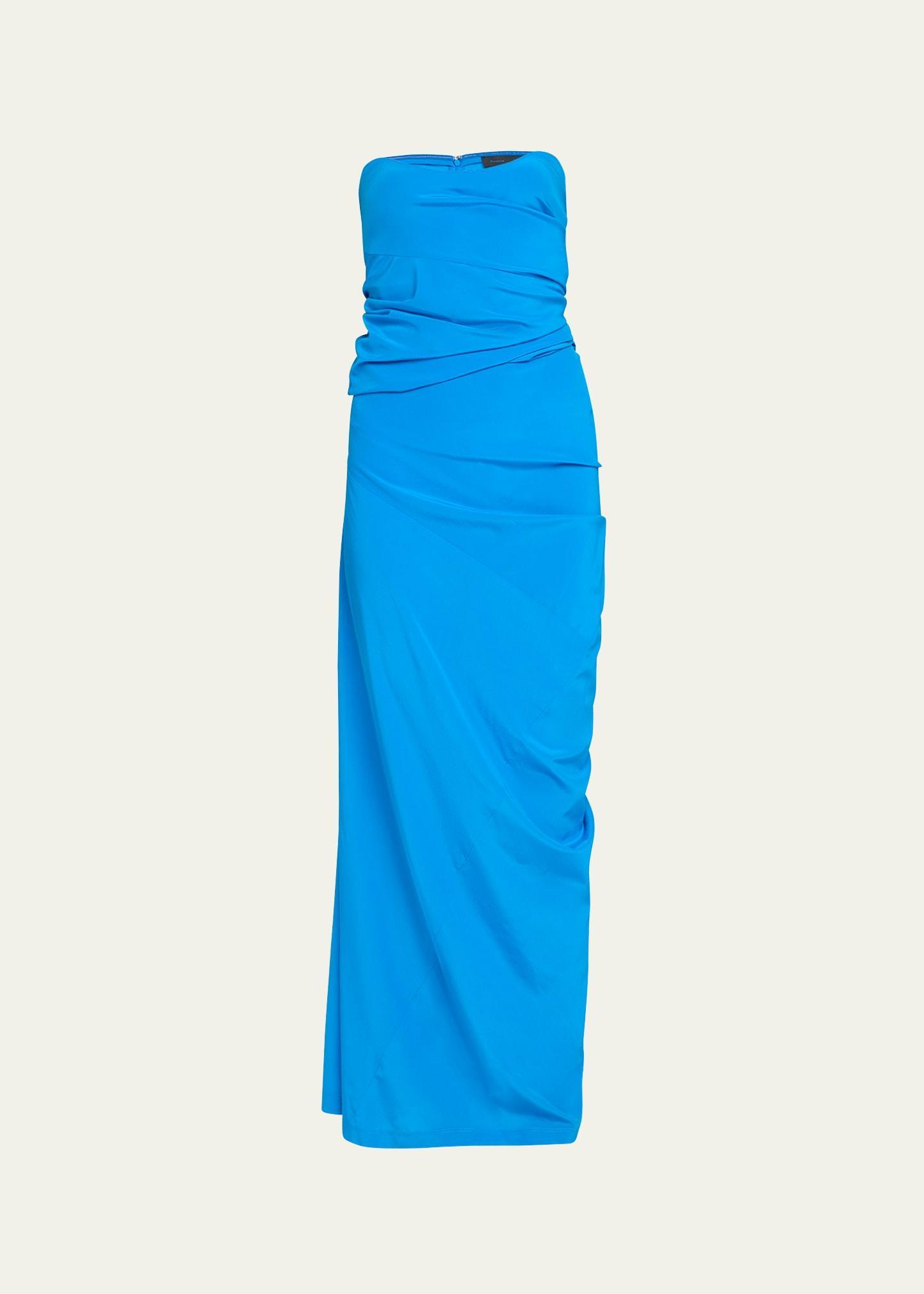 Proenza Schouler - Odette Strapless Silk-Blend Maxi Dress - BlueModa Operandi Product Image