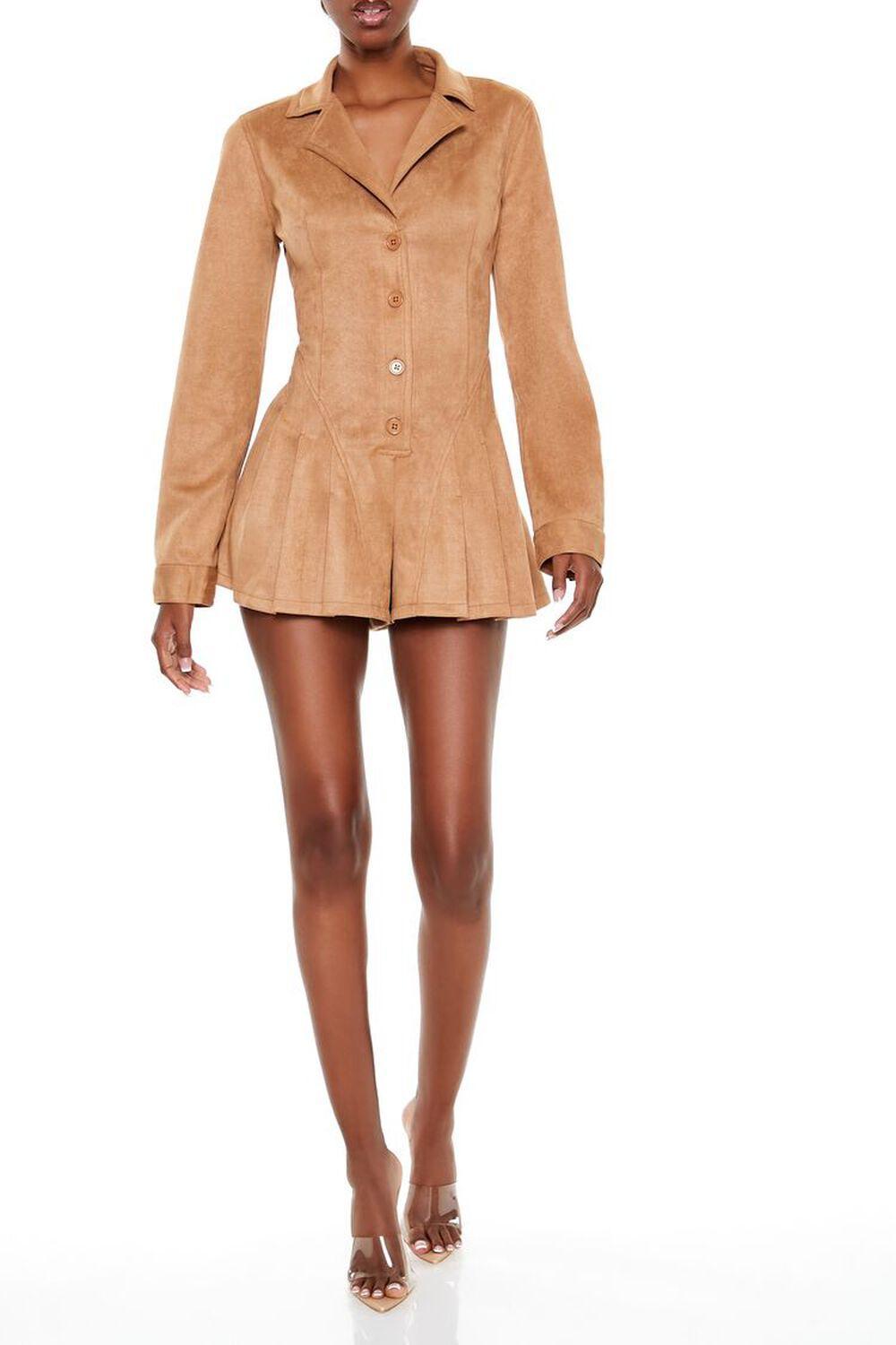 Pleated Faux Suede Romper | Forever 21 Product Image