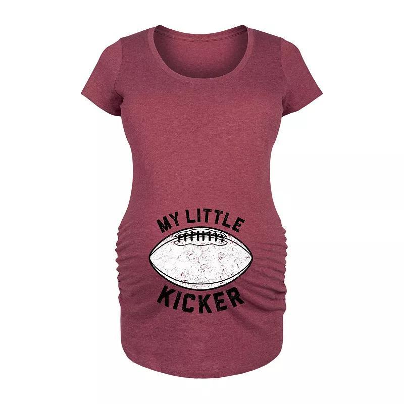 Maternity My Little Kicker Football Graphic Tee, Womens Grey Red Product Image