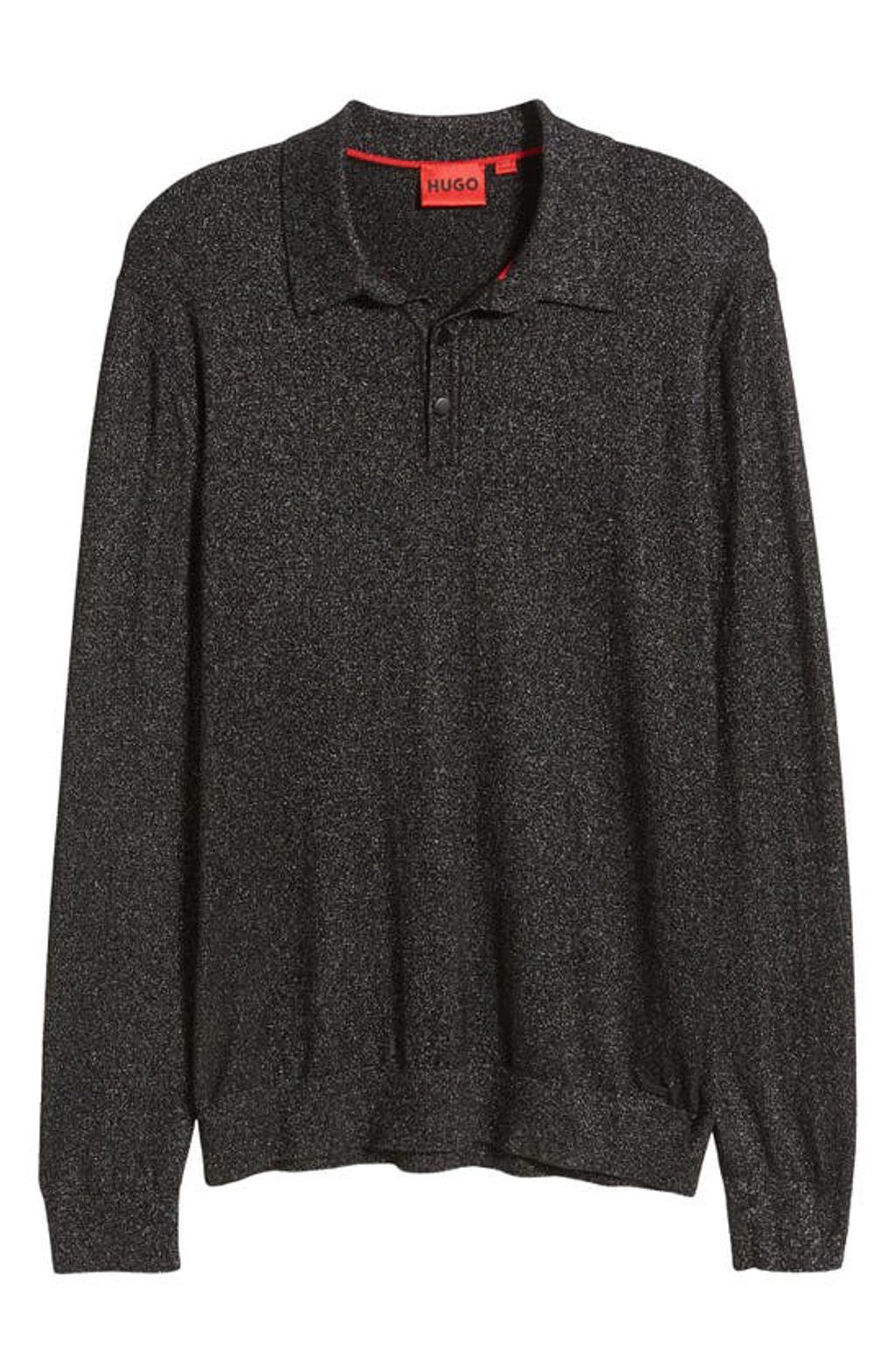 Sercury Long Sleeve Polo Sweater In Black Product Image