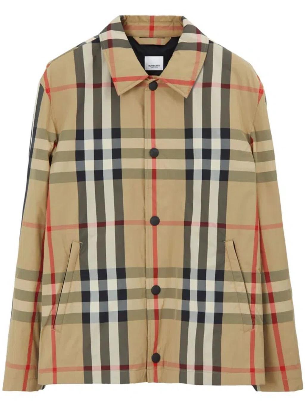 BURBERRY Men's Checked Jacket In Beige Product Image