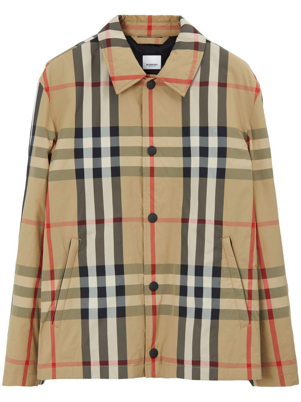 BURBERRY Men's Checked Jacket In Beige Product Image