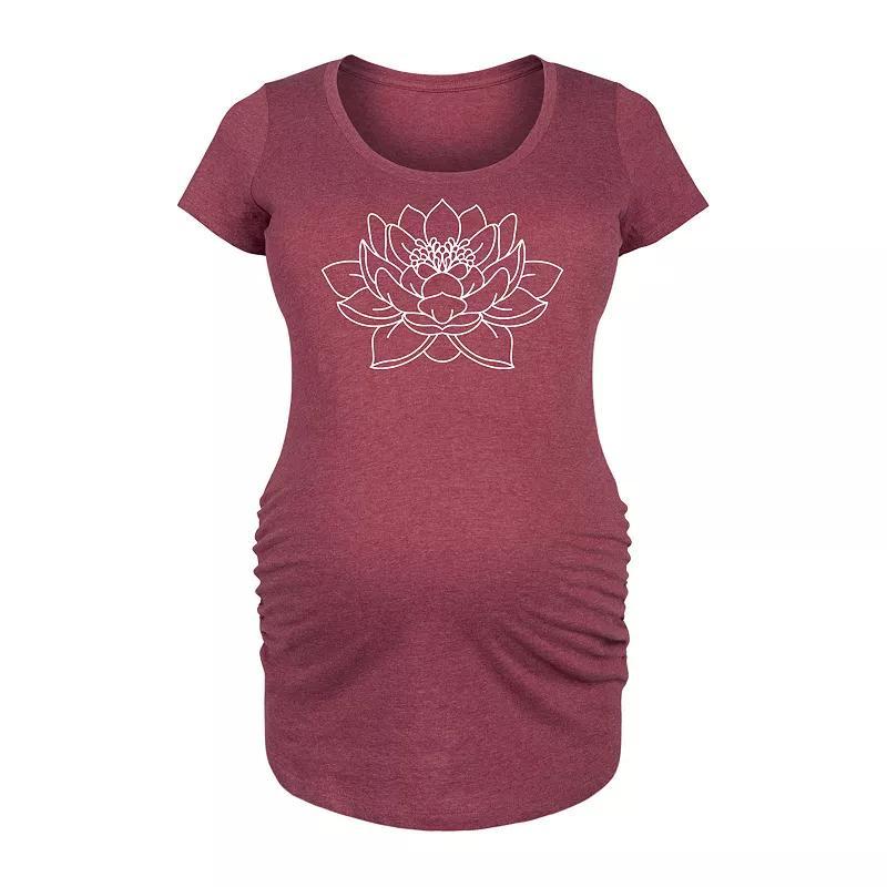 Maternity Lotus Flower Outline Graphic Tee, Womens Grey Dark Red Product Image