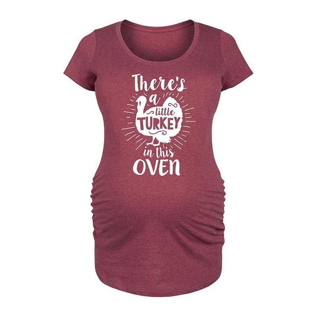 Maternity Little Turkey In The Oven Graphic Tee, Womens Grey Red Product Image