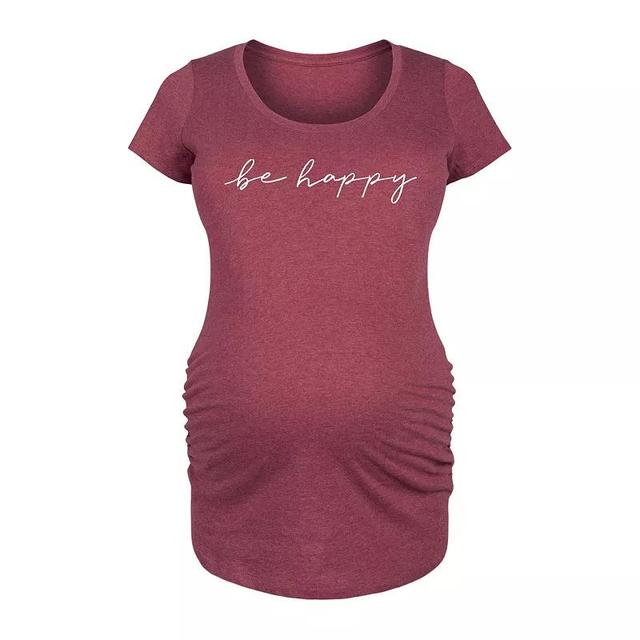 Maternity Be Happy Script Graphic Tee, Womens Blue Product Image