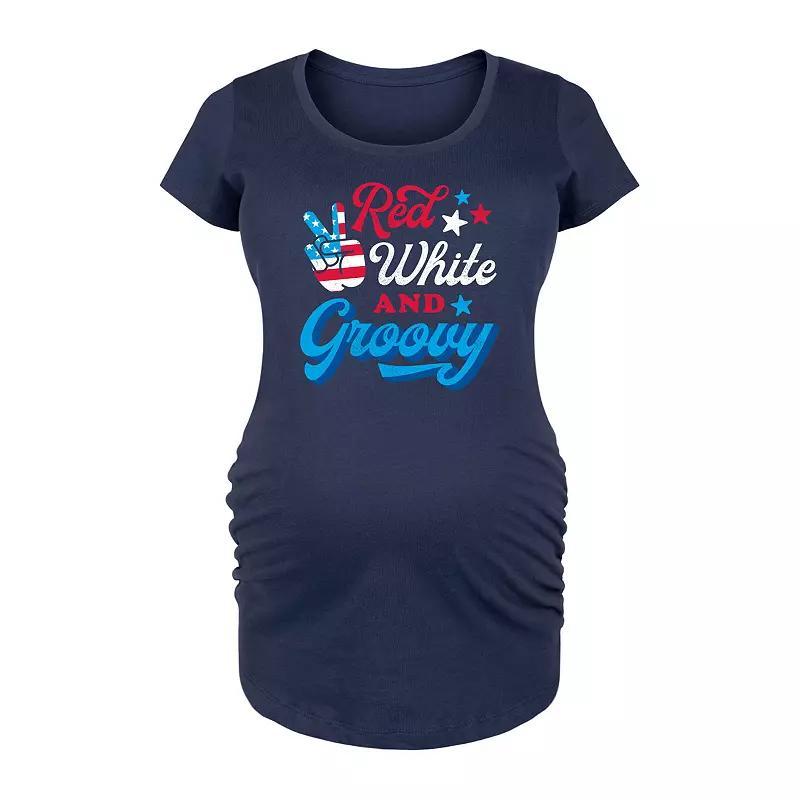 Maternity Retro Daisies Graphic Tee, Girls Blue Product Image