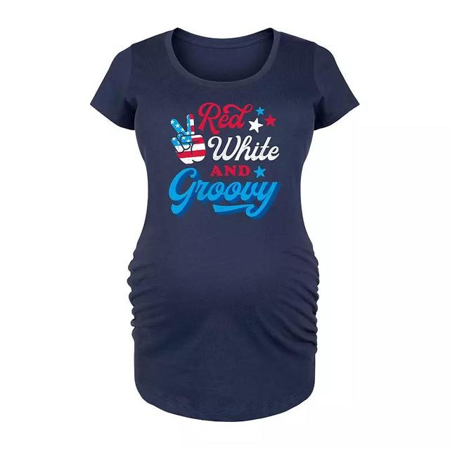 Maternity Retro Daisies Graphic Tee, Girls Blue Product Image