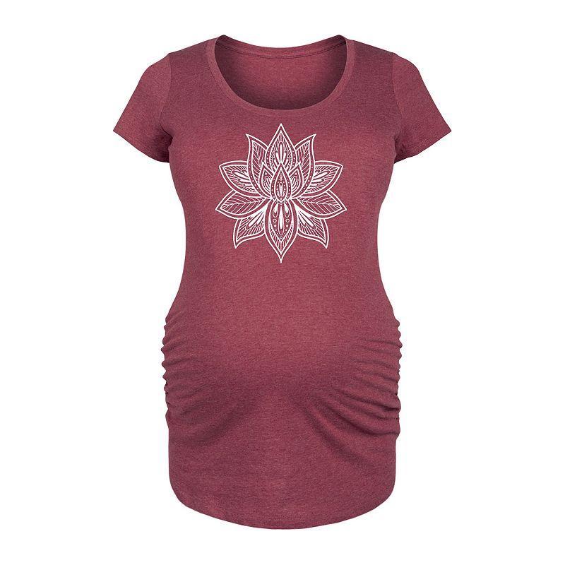 Maternity Mandala Lotus White Graphic Tee, Womens Grey Dark Red Product Image