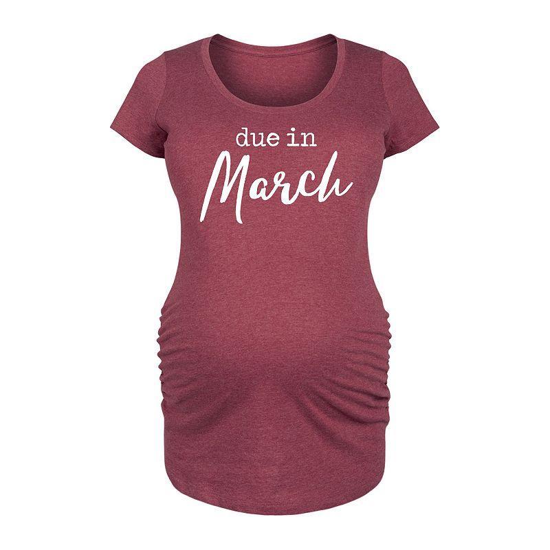 Maternity Due In March Graphic Tee, Womens Grey Dark Red Product Image