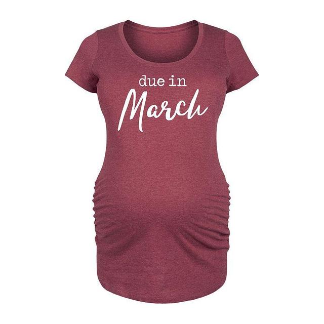 Maternity Due In March Graphic Tee, Womens Grey Dark Red Product Image