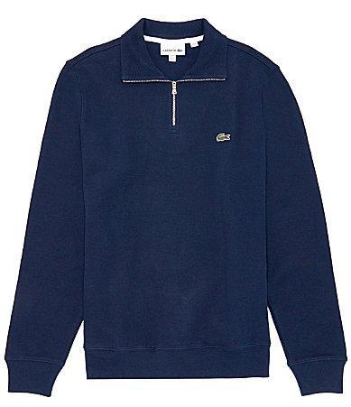 Lacoste Long Sleeve Solid 1/4 Zip Interlock Ribbed Sweatshirt Men's Clothing Product Image