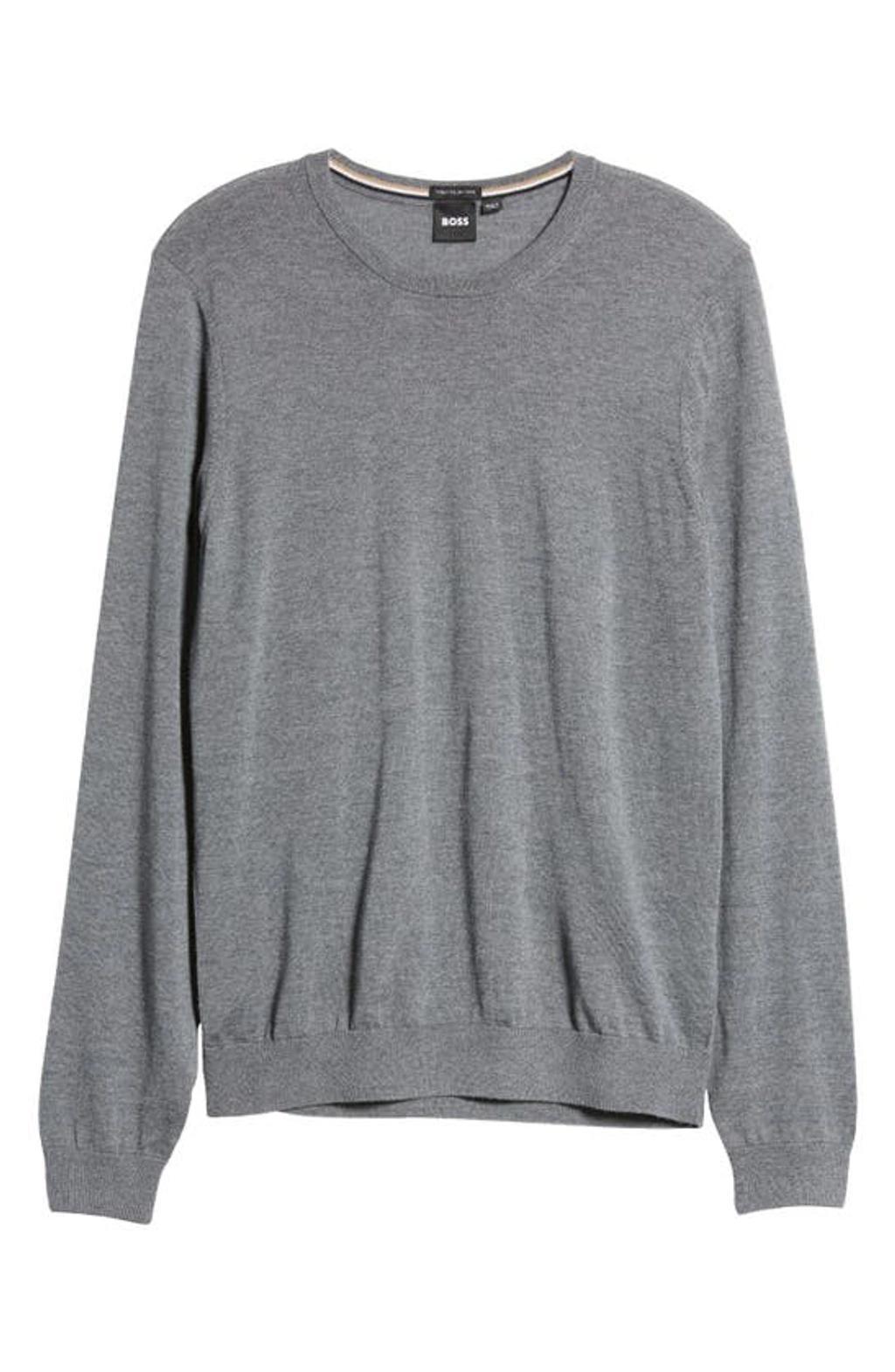 HUGO BOSS Leno Wool Crewneck Sweater In Grey Product Image