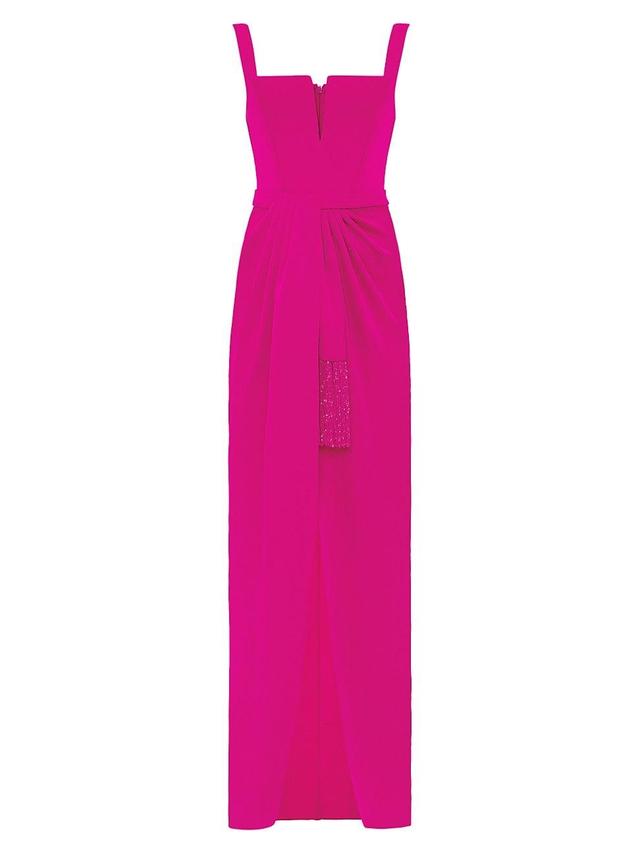 Womens Draped Crepe Column Gown Product Image