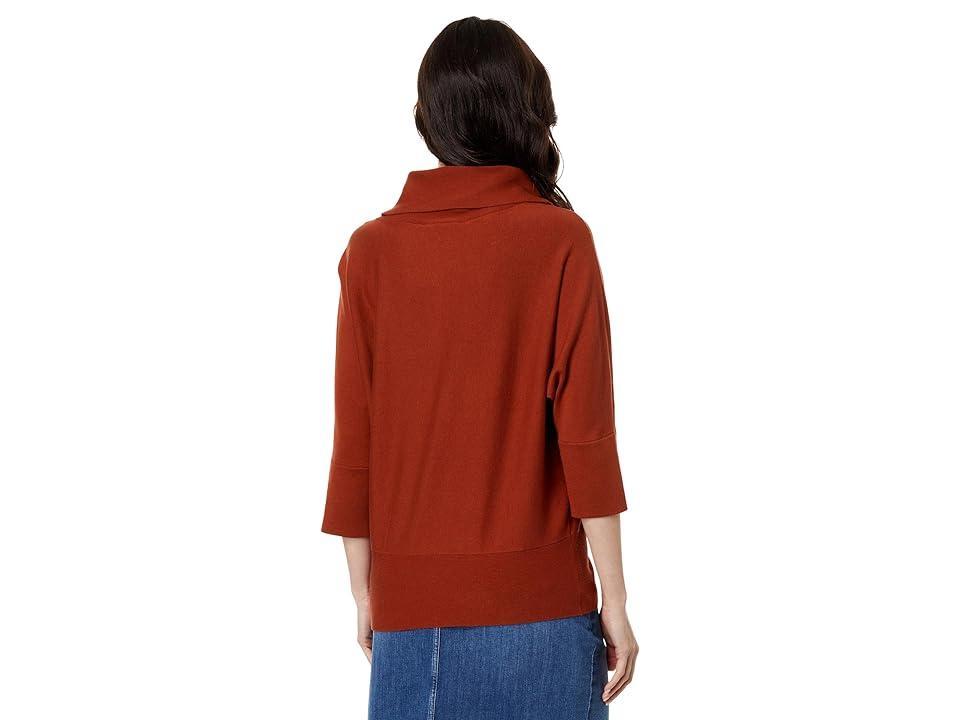 Elliott Lauren Modal Knit Cowl Neck 3/4 Sleeve Sweater (Bourbon) Women's Clothing Product Image