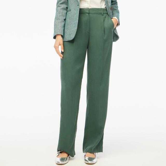 Wide-leg pleated twill trouser pant Product Image