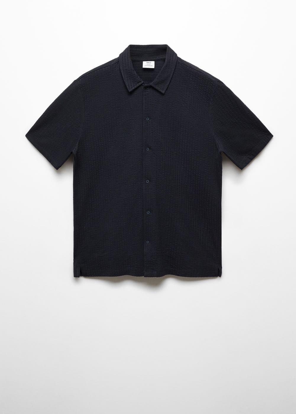 MANGO MAN - Seersucker cotton shirt dark navyMen Product Image