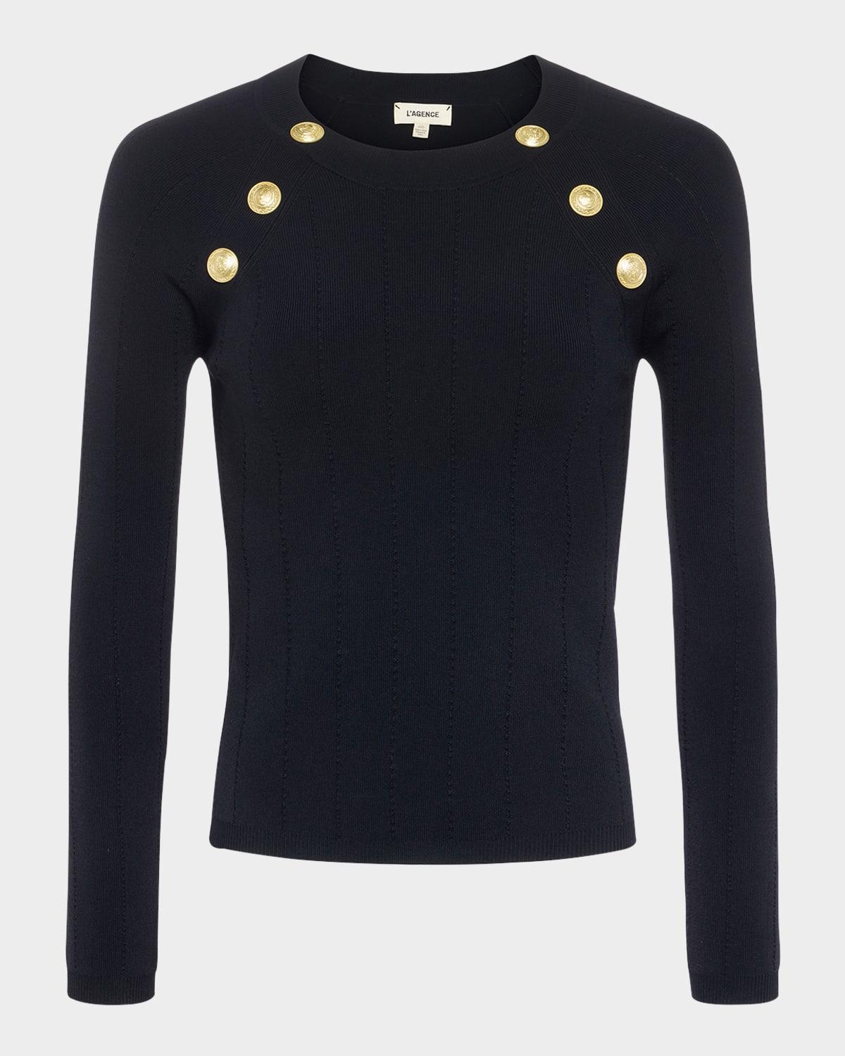 Gretchen Crewneck Pullover In Black/gold Product Image