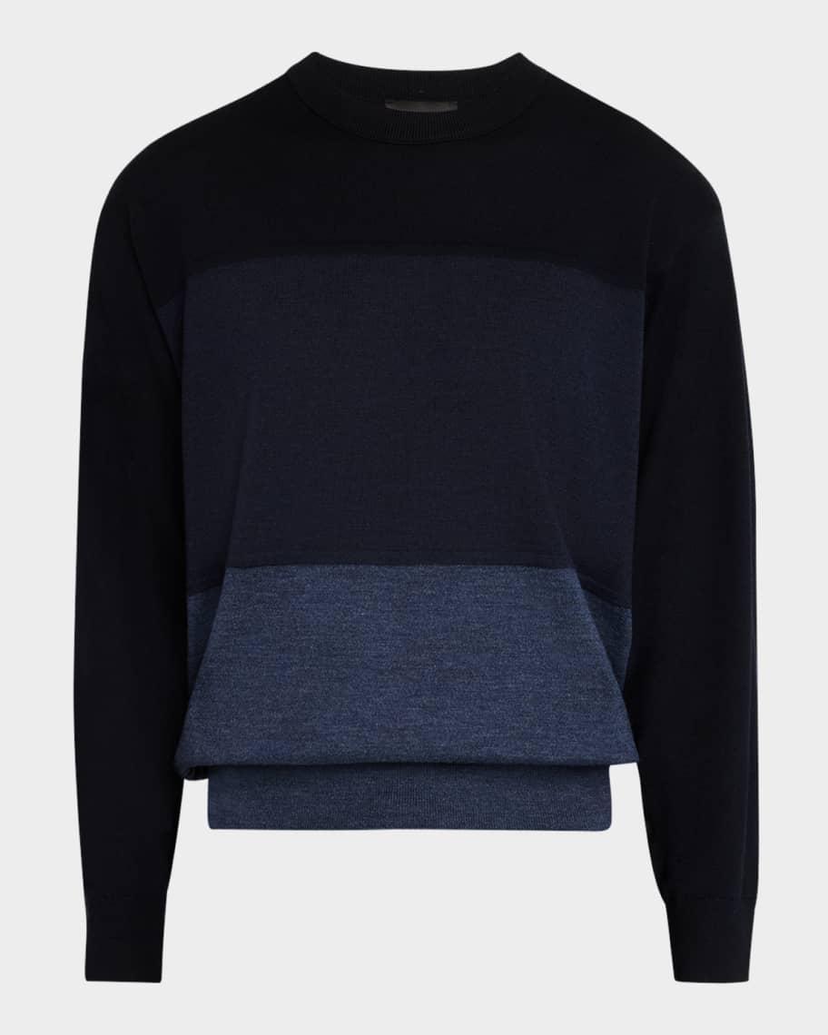 Men's Wool Color Block Crewneck Sweater Product Image