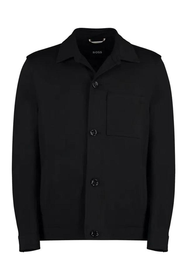 HUGO BOSS Fabric Overshirt In Black Product Image