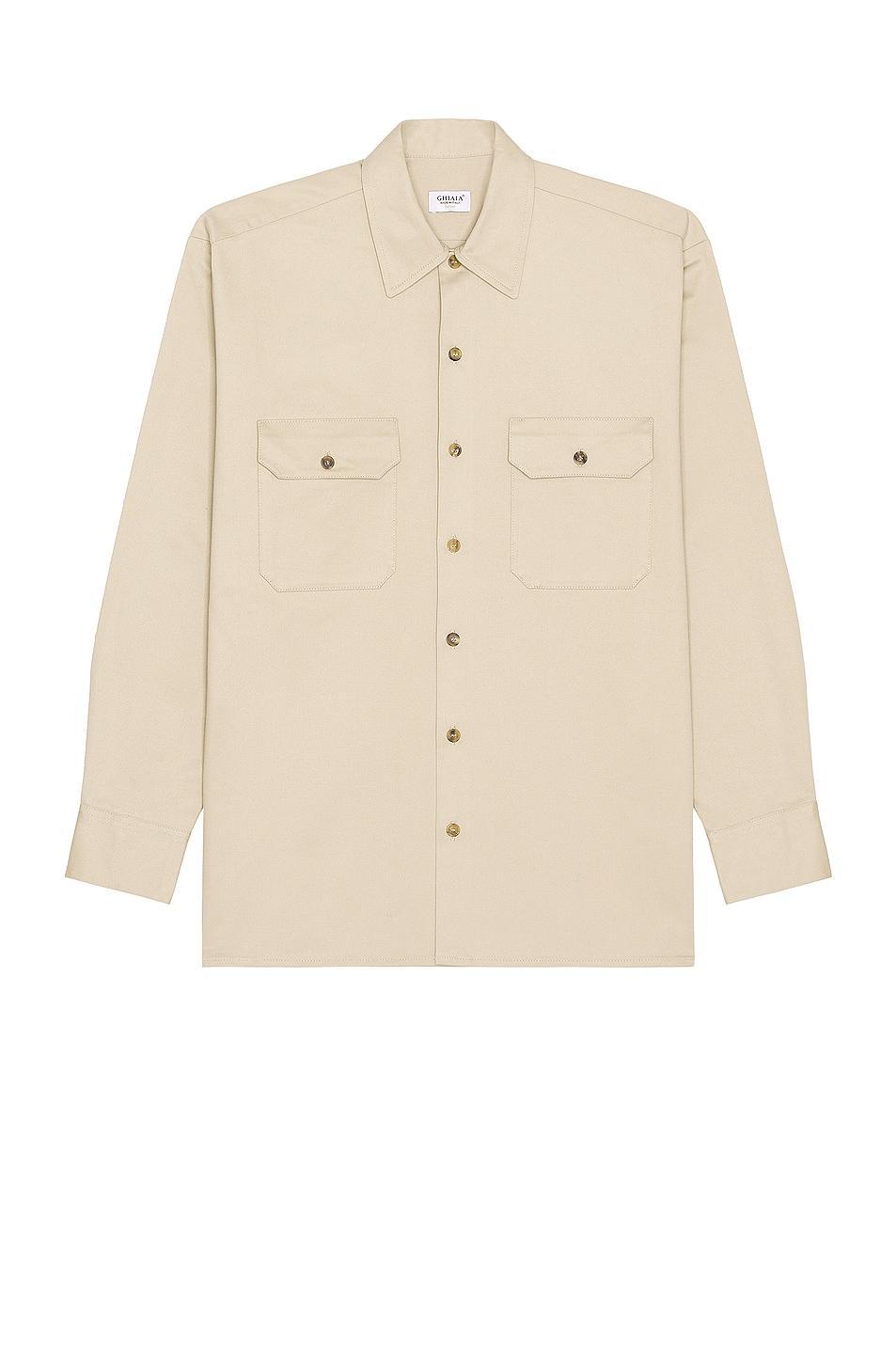 Ghiaia Cashmere Cotton Working Shirt Beige. (also in ). Product Image