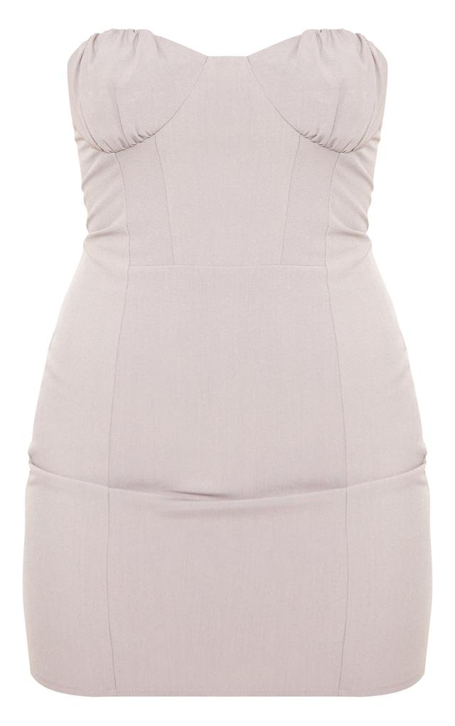 Grey Stretch Woven Ruched Cup Mini Dress Product Image