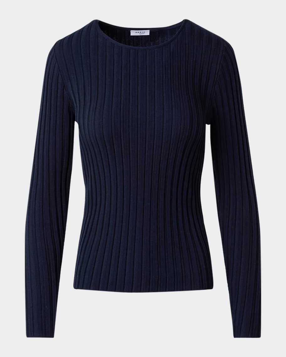 Merino Wool Ribbed Knit Sweater Product Image