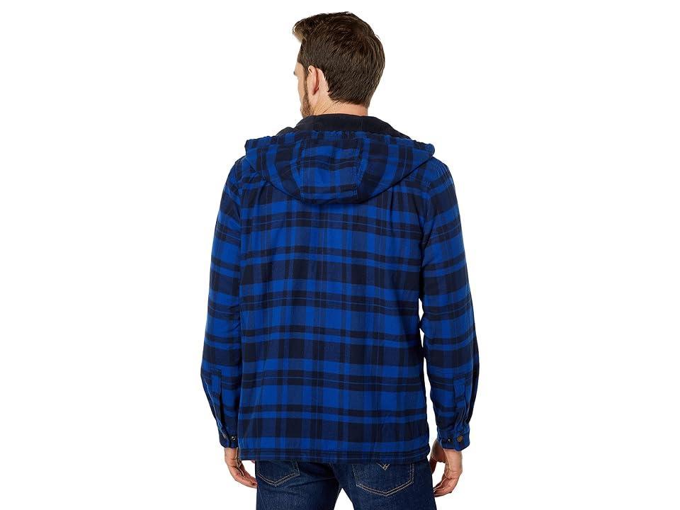 L.L.Bean Fleece Lined Flannel Hooded Snap Front Shirt Slightly Fitted (IndigoInk) Men's Clothing Product Image