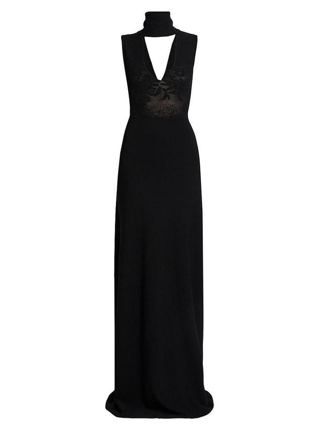 Womens Tonal Jacquard Cut-Out Gown Product Image