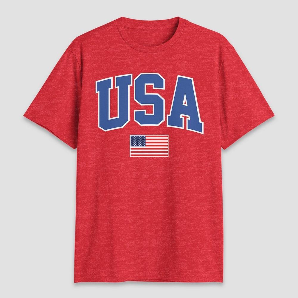 Mens USA Flag Short Sleeve Graphic T-Shirt - Heathered Red Product Image