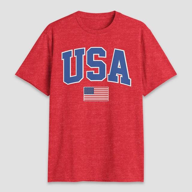 Mens USA Flag Short Sleeve Graphic T-Shirt - Heathered Red Product Image