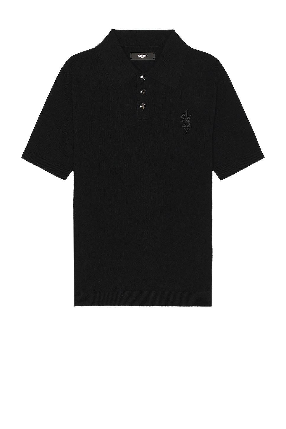 Amiri Stack Short Sleeve Polo in Black Product Image