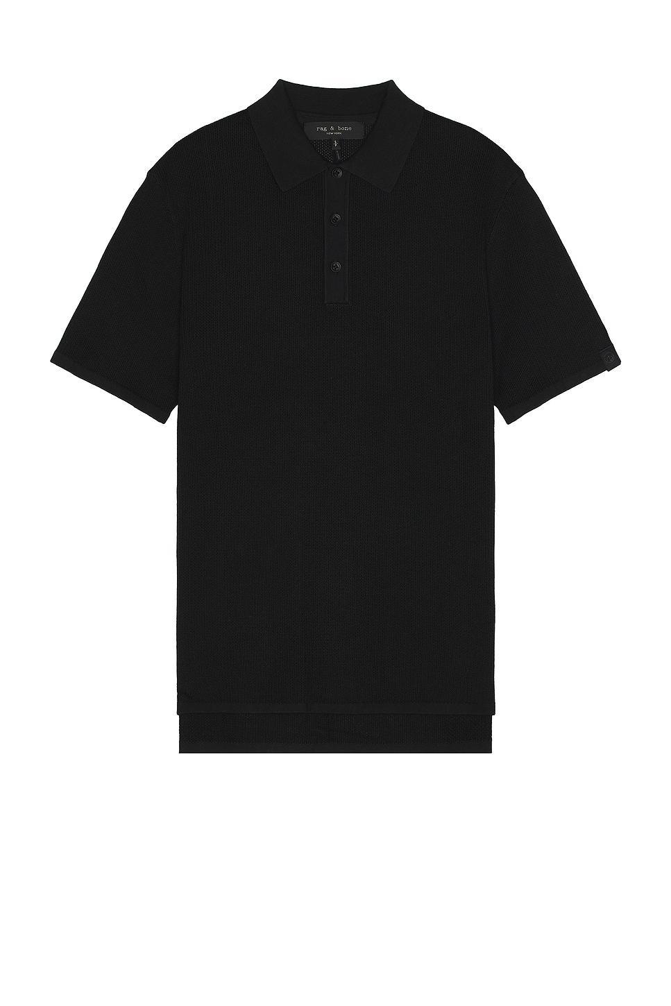 Rag & Bone Harvey Knit Polo in Black. - size S (also in M, L, XL) Product Image