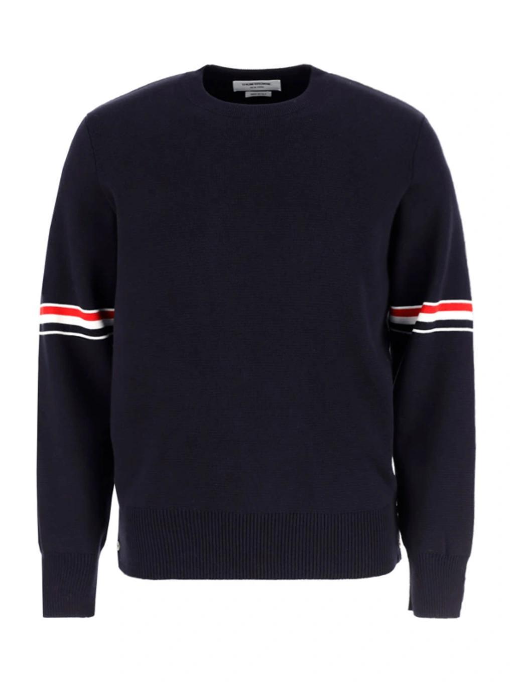 THOM BROWNE Cotton Sweater In Blue Product Image