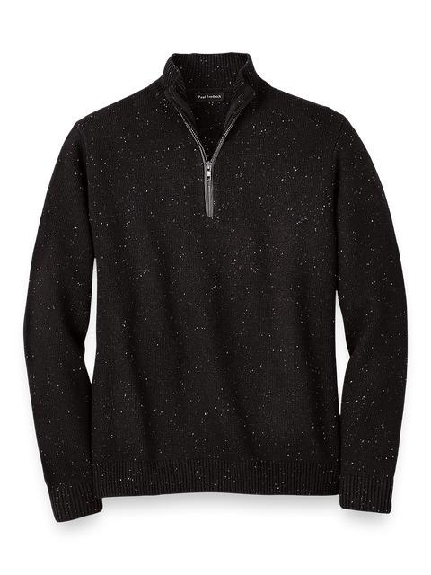 Donegal Zip Mock Neck Sweater - Black Product Image