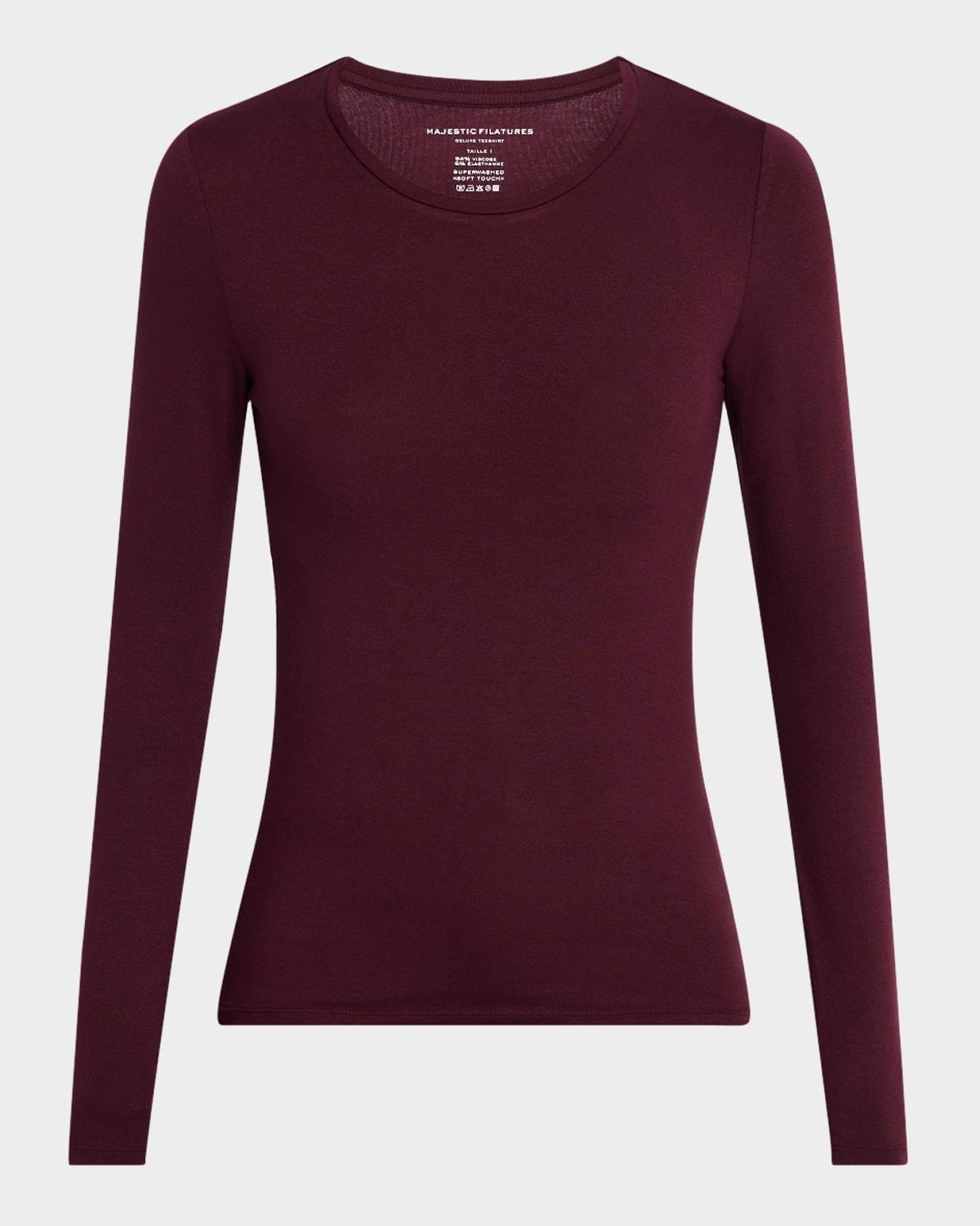 Soft Touch Flat-Edge Long-Sleeve Crewneck Top Product Image