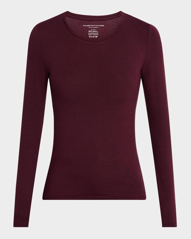 Soft Touch Flat-Edge Long-Sleeve Crewneck Top Product Image