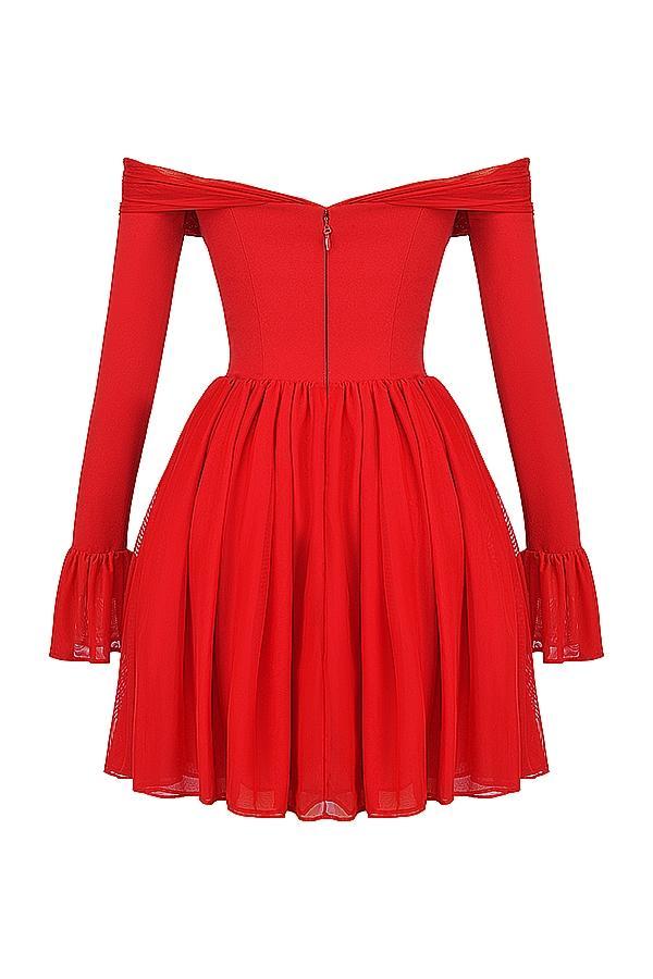 Alana Scarlet Off Shoulder Dress Product Image