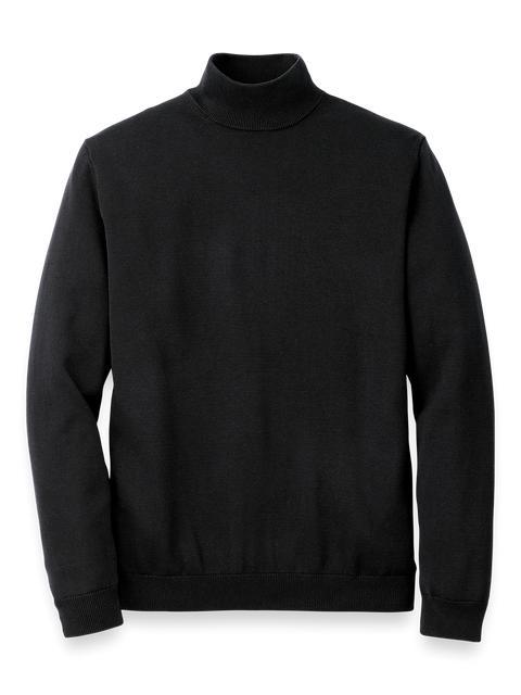 Supima Cotton Mock Neck Sweater - Black Product Image