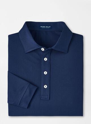 Peter Millar Mens Soul Long-Sleeve Performance Mesh Polo | Color: Navy | Size: M Product Image