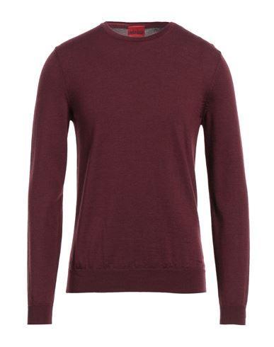 HUGO BOSS Hugo Man Sweater Burgundy Size Xl Virgin Wool In Red Product Image