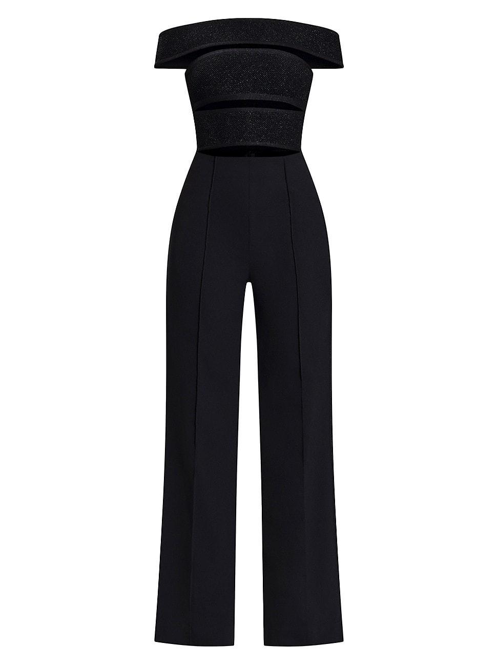 Herve Leger The Lila Textured Off-the-Shoulder Jumpsuit Product Image