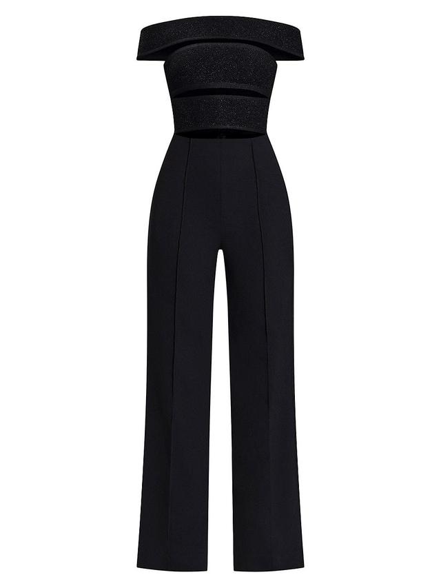 Herve Leger The Lila Textured Off-the-Shoulder Jumpsuit Product Image