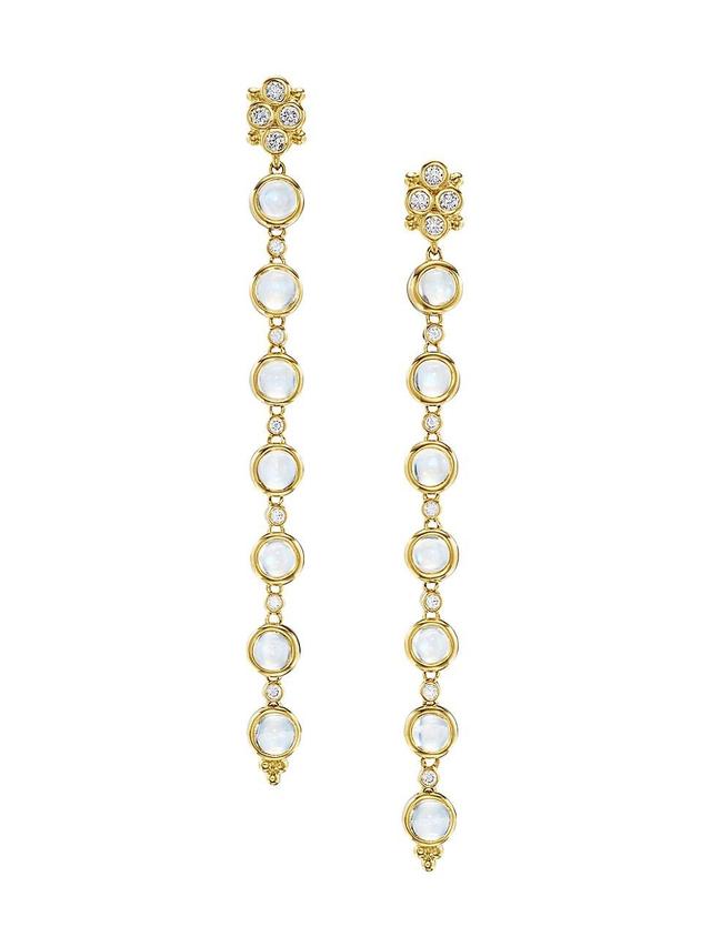 Womens Celestial Moonshot 18K Yellow Gold, Blue Moonstone & 0.44 TCW Diamond Drop Earrings Product Image